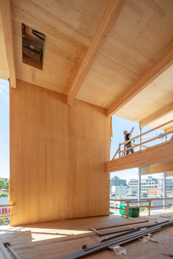 Mass timber installation for the Fast + Epp Home Office