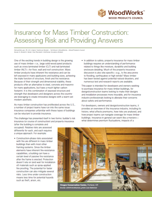 Insurance for mass timber construction woodworks