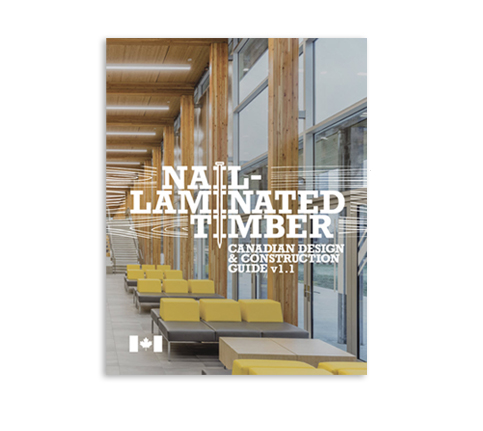 Cover image of mass timber guide titles "nail-laminated timber: Canadian Design & Construction Guide v1.1"
