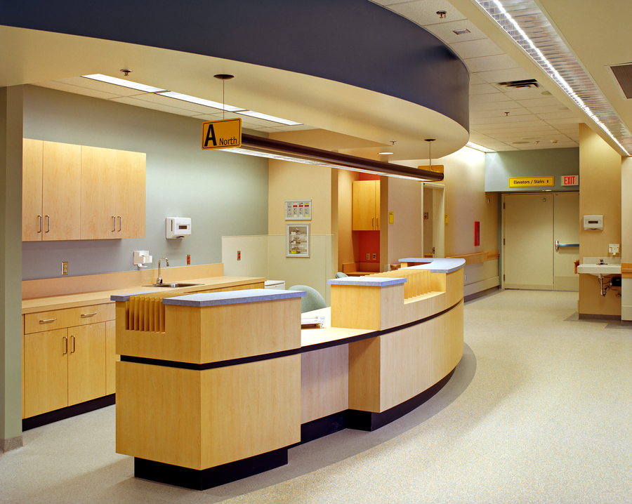 Interior of Prince George Hospital showing light wood finishings on interior