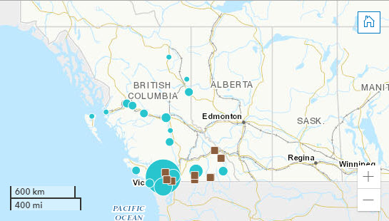 BC portion of interactive mass timber map