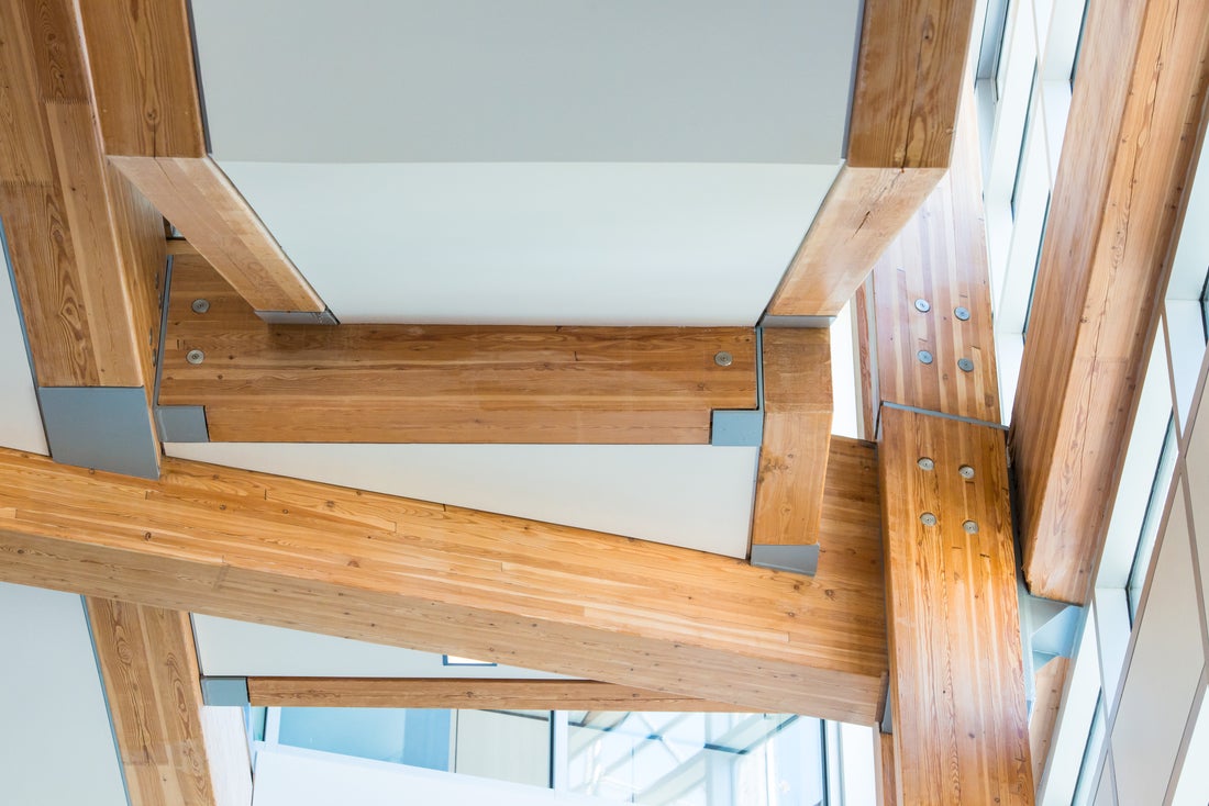Mass timber beams at unique angles