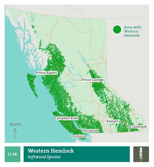 Western hemlock species distribution map